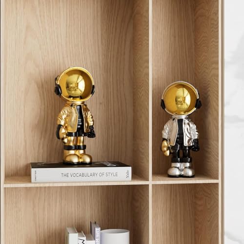 EZ4ENCE Figurine Statue Astronaut Sculpture Spaceman Decor,Sculpture for Home Decor,Arts Gold and Black Shelf Decoration,Cool Metal Mask Table Decor,Large Spaceman Figure Ornament by EZ4ENCE - Image 3