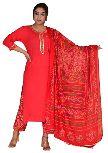 Ensemble kurta indien femmes pur coton costume traditionnel pantalon dupatta