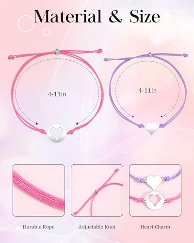 Image of YELUWA 2 Pcs Mother Daughter /Son Bracelets, Mothers Day Gifts, Back to School Gift, First Day of School Gifts, Lovely Charm Bracelets Set Mommy and Me Jewelry with Gift Box Wish Card