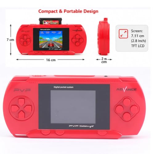 Image of TMG Handheld Game Light 3000- 8 Bit Video Game Console for Kids Boys with Free 2 Games Cassette,Christmas and Birthday Gifts. (Red)