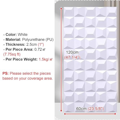 Paneles de pared geometricos 3D Vibeo con relieve premium blanco 7