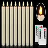 Flammenlose Spitzkerzen, batteriebetrieben, elfenbeinfarbene LED-Kerzen mit flackernder Flamme, 10,2 Zoll Kunststoff elektrische Kerzenständer, Fernbedienung & Timer für Zuhause, Hochzeit