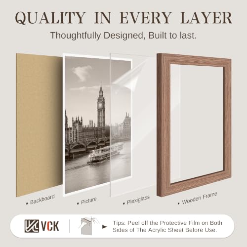 Image of VCK 24x36 Poster Frames Walnut - Wide Border Wood Picture Frame, Multi-Directional Display Family Photos, Office Prints, Studio /Gallery Art, Woodgrain Series, Wall Hanging, Set of 6