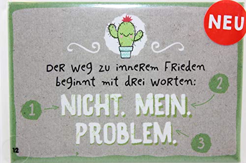 Happy Life Sheepworld, 45702 - Magnet mit Umschlag Nr. 12, Der Weg zu innerem Frieden beginnt mit DREI Worten: Nicht. Mein. Problem. 5,5cm x 8cm