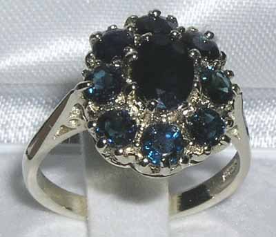 Letsbuygold 14K White Gold Real Genuine Sapphire Womens Anniversary Ring - Size 8 #TOP1