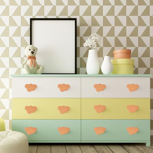 Miniatura 6 de Gudalea Pomos De Madera Para Gabinete, 6 Pomos De Madera En Forma De Nube, Pomo Decorativos Para Aparador, Pomo Para Muebles Con Tornillos Para Gabinete De Cocina Dormitorio Cajones Puertas A