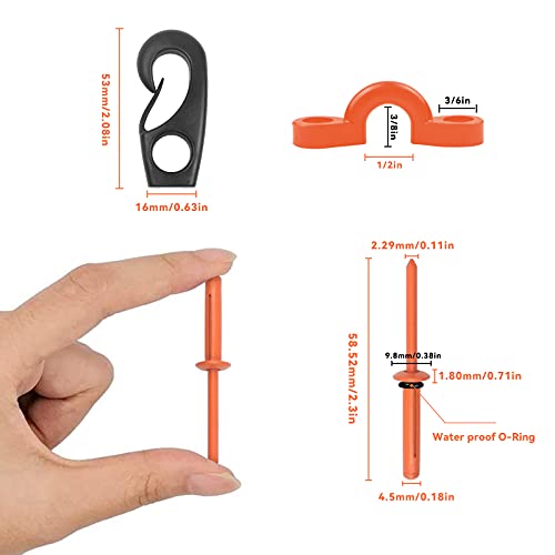 image for HLOGREE Kayak Pad Eye Kit,Deck Rigging Kit,32PCS Tri-Grip Rivets,16pcs