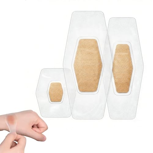 Clear Waterproof Adhesive Bandages, 20 Pack Assorted Sizes (6 Large, 8 Medium, 6 Small), Ultra-Thin Conformable Transparent Wound Dressing with 360° Seal, Water Dirt Germ Proof, Low-Profile