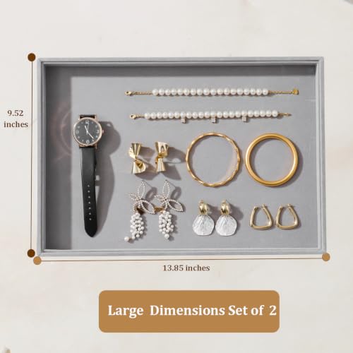 Image of Large Velvet Jewelry Tray Display Drawer Inserts 2 Pack