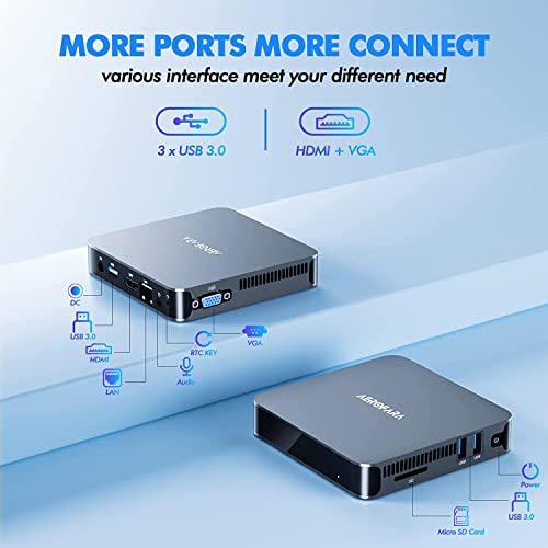 Mini-PC Windows 11, 8 GB DDR4/256 GB ROM, Intel Celeron N5105 (bis zu 2,9 GHz) Mini Desktop-PC mit WLAN 2,4 + 5 GHz, Dual-Display VGA+HDMI@4K HD, 1000 Mbps für Bildung, Business, Zuhause – Bild 4
