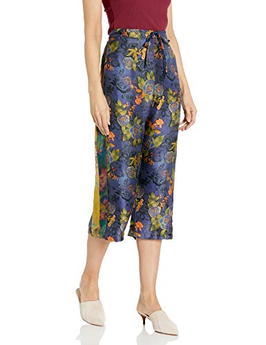 Johnny Was Women's Blue Floral Printed Silk Pants, Multi, XS