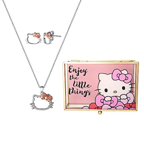 Hello Kitty Sanrio Jewelry Set 3-Piece - Glass Jewelry Box ...