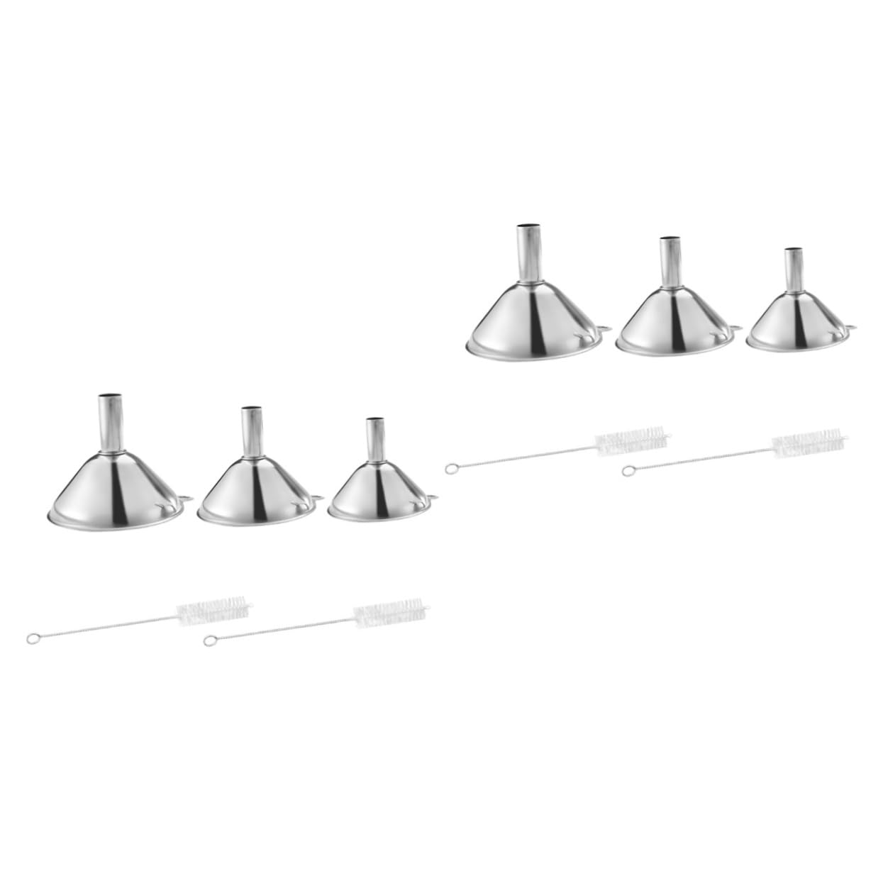 ABOOFAN 2sets Convenient Canning Funnels Filters Household Oil Leak Funnels Multipurpose for Wine Oil Vinegar Silver