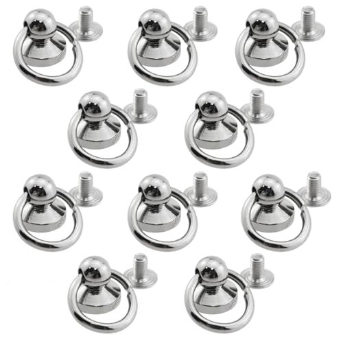 Caishun 10PCS 10mm Silver DIY Leather Craft Rivets Metal Screw Rivet Luggage Hardware Buckle Lugs Accessories for Wallet Handbag Mobile Phone Case Decoration