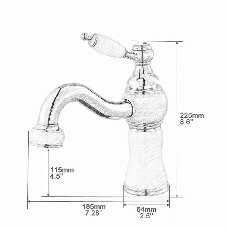 Grifo retro de mármol blanco pequeño – grifo de baño – latón pulido con piezas de mármol