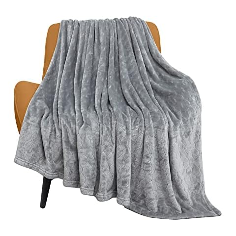 TOONOW Fleece Blanket Super Soft Cozy Throw Blanket 50" x 60", Lightweight Fuzzy Comfy Textured Flannel Blanket Warm Plush Throw Blankets for Couch, Sofa, Bed, Light Grey Cover