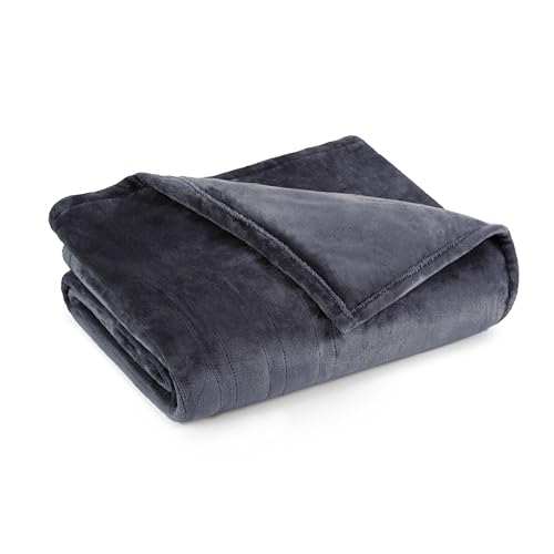 Brookstone Electric Heated Plush Blanket w/ 10 Heat Settings - Adjustable Timer, 12-Hour Auto Shut Off - Machine Washable & Dryer Safe - Polyester Velvet Blanket, Twin Size 62in x 84in - Charcoal