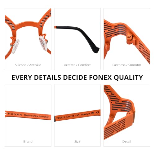 Image of FONEX Colorful Pure Titanium Glasses Frame Women Retro Round Eyeglasses