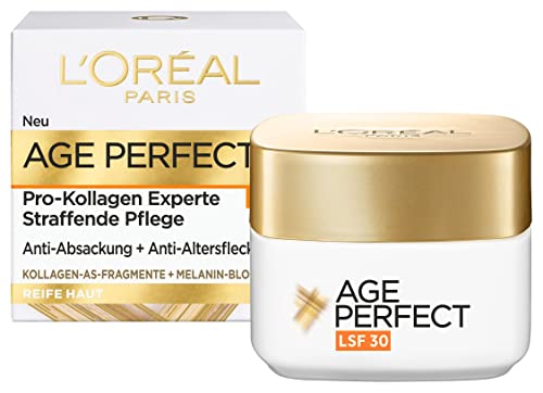 L'Oréal Paris Age Perfect Pro-Kollagen Experte Straffende Pflege LSF 30, Mit Kollagen AS-Fragmenten & Melanin-Block, Anti-Absackung & Anti-Altersflecken, 50 ml