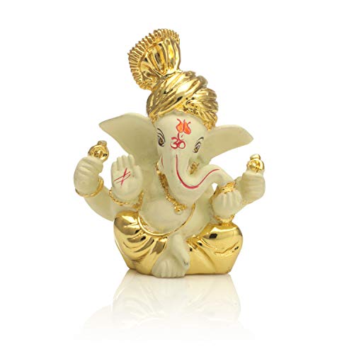 Collectible India Ganesha Idol Terracotta Gold Plated Ganesh Statue (Golden, 8X6Cm) #TOP1