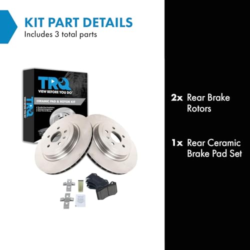 Image of TRQ Rear Brake Pad and Rotor Set Ceramic Compatible with 2012-2015 Tesla S