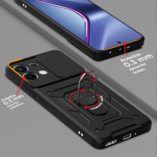 Image of Luxe Back Cover for Oppo K13 Turbo 5G / Oppo K13 Turbo Pro 5G | D10 Tough Armor Case | Sliding Camera Shield | 360 Protection | Kickstand Ring Holder | Military-Grade Bumper Case