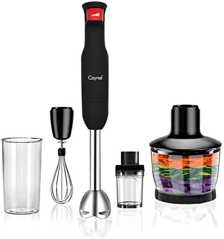 Caynel 500 Watt Immersion Hand Blender, 8 Variable Speeds Control with Turbo Setting, Ergonomic handle Multi-purpose Hand Mixer Pure Copper Motor Stainless Steel （5-in-1）