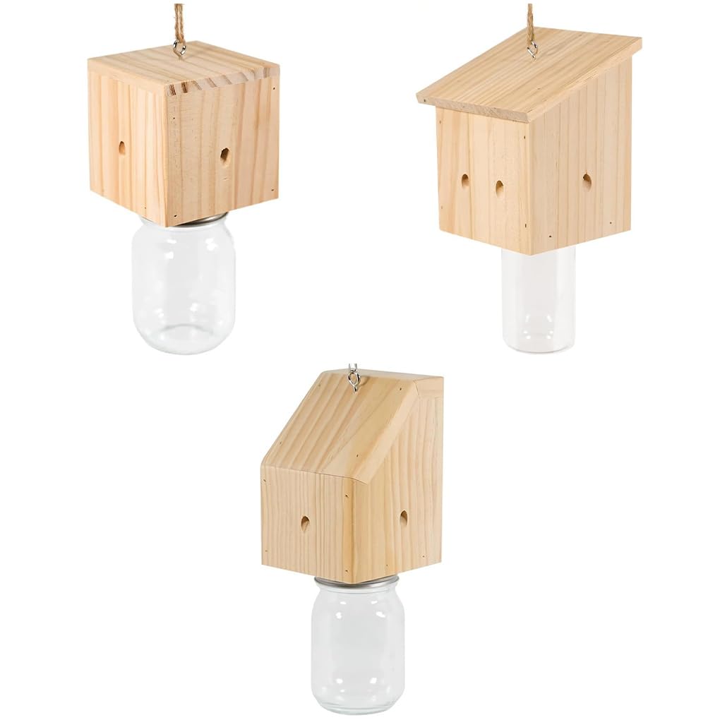 Allayu Trampa para Abejas carpinteras con Caja Fuerte Desmontable. Atrae a Las Abejas carpinteras con Cebo. Trampas Colgantes Naturales Estilo Loft, do — view 3