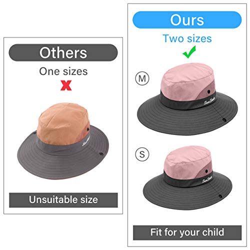 LCZTN Kids Ponytail Sun Hat Wide Brim UV Protection for Girls Beach Bucket Cap3
