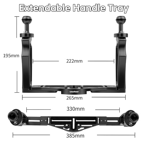 Image of Dual-Handle Underwater Camera Tray,Aluminum Alloy Holder, Compatible with Camera Waterproof Housing and Underwater Video Light(Black)