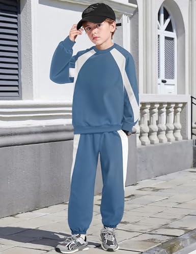 Boys Clothes Solid Color Kids Clothes Boys Outfits Crewneck Sweatshirts Sweatpants Clothing Sets with Pockets 6-12Y2