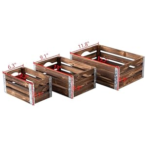 Farmhouse Wooden Boxes for Crafts Set of 3, Wall Hanging Galvanized and Wood Crates for Display, Decorative Baskets for Home Decor, Wood Storage Bins for Kitchen Living Room Farmhouse Wooden Boxes for Crafts Set of 3 Wall Hanging Galvanized and Wood Crates for Display Decorative Baskets for Home Decor Wood Storage Bins for Kitchen Living Room