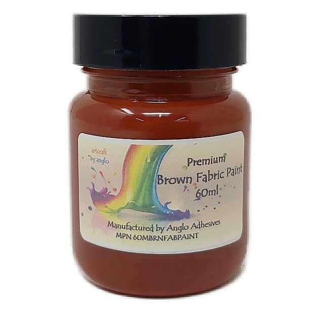 artcraft by angloFabric Paint Permanent for Clothes.Textiles Fabric Paints in 60ml. Ideal for Painting Clothes, T-shirts, Jeans, Bags & Canvas Shoes. (Brown)