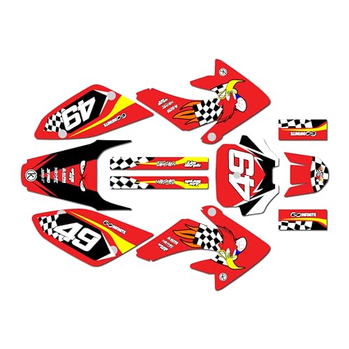 Kalair GFX Graphics Kit for Honda CRF80 / CRF100 (2004-2016) PECKER Series Red 09 Mil - Dirt pit bike motorcycle stickers, dirtbike racing automotive decal motocross accessories no-plastics