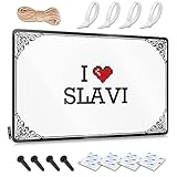 Letreros de metal para habitación con texto en inglés 'I Love Slavi' (30 x 40 cm)
