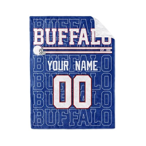 Image of ANTKING Buffalo Throw Blanket for Men Women Boy Custom Name and Number Gifts