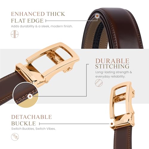 Image of HAMMONDS FLYCATCHER Genuine Leather Belt for Men - Perfect for Formal and Casual Wear - Adjustable Waistband up to 46 Inches - Autolock Belt for Formal and Casual Wear