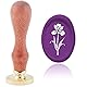 craspire Wachssiegelstempel Iris Siegelwachsstempel Blume 20 × 30 mm Abnehmbarer Messingkopf Siegelstempel Mit Holzgriff Für Karten, Einladungen, Geschenk