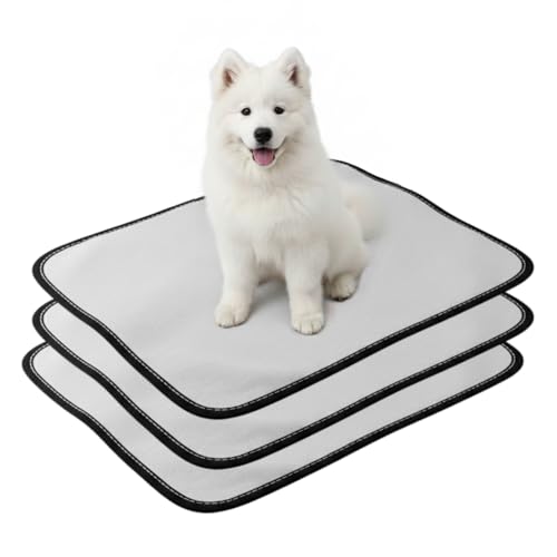 Tapete Higiênico Lavável para Cães, Kit com 3 Unidades, Branco, 80x60 cm, Uso Doméstico, Fácil Limpeza, Proteção para Pisos