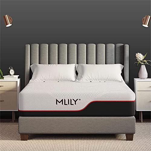 Image of MLILY 12 Inch Queen Mattress, Manchester United Memory Foam Medium Plush Mattress in a Box, Charcoal Gel Cooling Bamboo Mattress, CertiPUR-US Certified Made in USA, 38 inchx75 inchx12 inch White