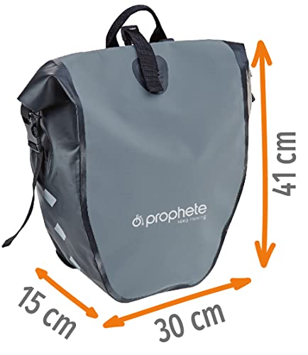 Prophete Seitenpacktasche | Fahrradtasche | grau | Volumen: 20 Liter | wasserdicht