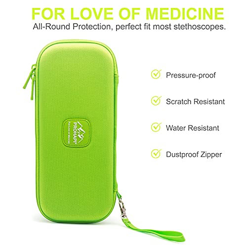 Image of PROHAPI Hard Stethoscope Case, Large Stethoscope Carrying Case with ID Slot, Compatible with 3M Littmann /ADC /Omron /MDF Stethoscope Includes Mesh Pocket for Nurse Accessories (Neon Green)