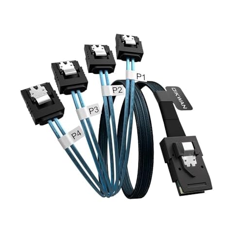 OIKWAN Mini SAS to 4 SATA Cable, 36 Pin SFF 8087 Host/Controller to 7 Pin SATA Target/Backplane, Compatible with PERC H310, RAID Controller (SFF-8087 to 4SATA Forward Breakout) 1.6 Feet Cover