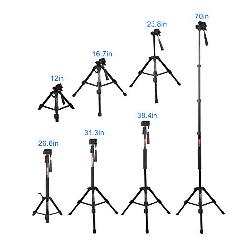 Tripod for Camera and Phone Monopod with Remote Action Camera Mount Adapter Small Flexible Travel Selfi Stick Tripod Stand Aluminum for DSLR Projector Camcorder, iPhone Android Phone by BESNFOTO