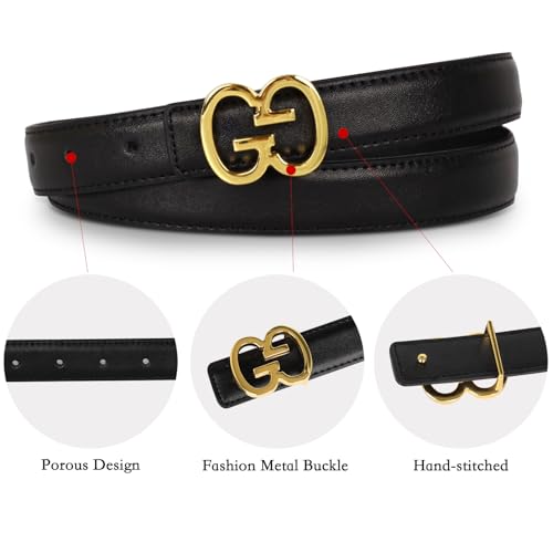 Image of Aurolran Women's Leather Belt with Buckle - Ideal for Dresses, Jeans, and Coats