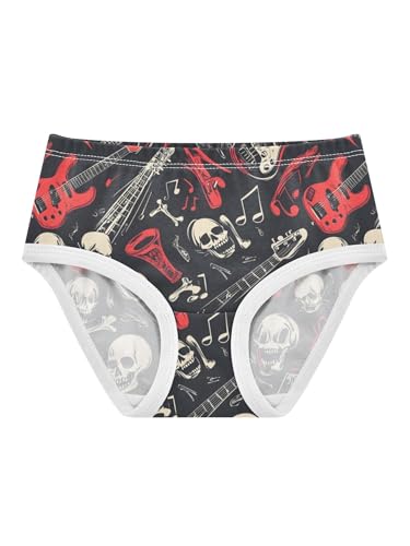 【K-girls】 ZZKKO Red Rock Guitar Skull Art Girls Underwear Toddler