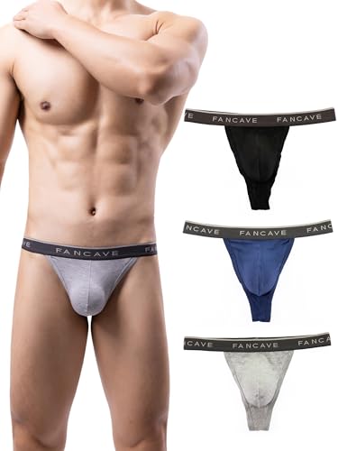 Men's sexy mid waist high slit large bag underwear flower gray/navy blue/black 3-piece set