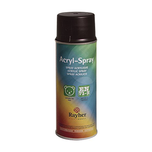 RAYHER HOBBY 34145552 Acryl-Spray, Acryllack, seidenmatt, Sprühlack für innen und außen, hohe Deckkraft, umweltbewusst spraylackieren, Dose 200 ml, dunkelbraun