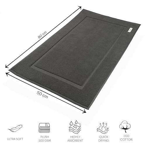 PandaHome Badvorleger Set aus Baumwolle - 2 Stück Badematte - 100% Baumwolle, Duschvorleger Duschmatte, Schnelltrocknend Weich Saugstark 1000 g/m² (Anthrazit)