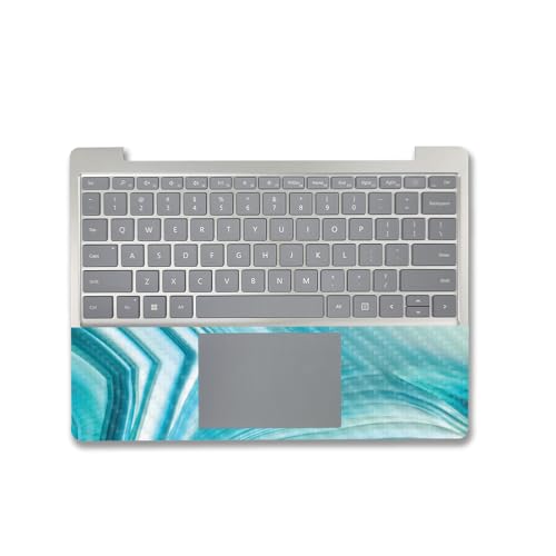 Image of MightySkins Carbon Fiber Skin Compatible with Microsoft Surface Laptop Go 3 (2023) Full Wrap Kit - Aquamarine Quartz | Protective, Durable Textured Carbon Fiber Finish | Made in The USA